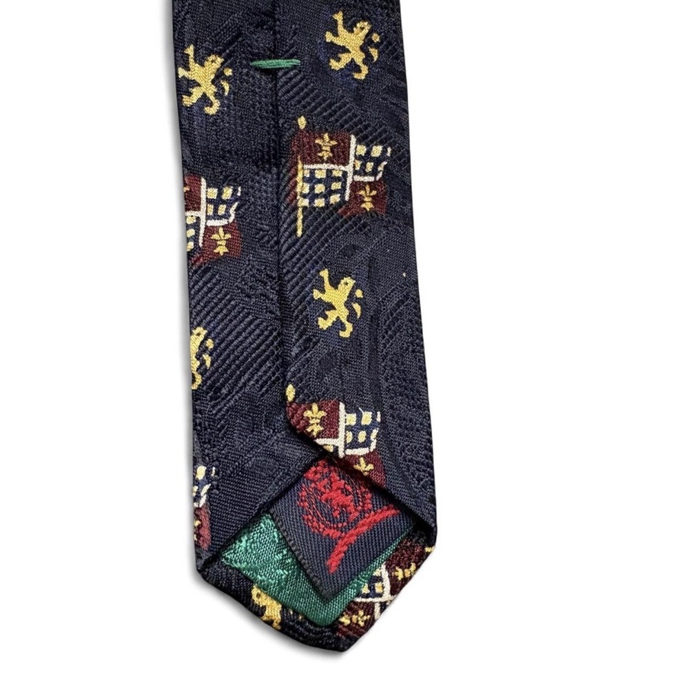 Vintage Tommy Hilfiger Silk Tie Mens Burgundy Red Crest Flag Plaid USA 90s Prep - Picture 4 of 5